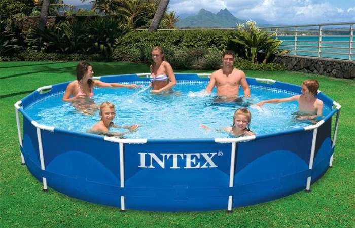 INTEX Metal Frame 12ft x 30in Above Ground Swimming Pool Set w_Filter Pump